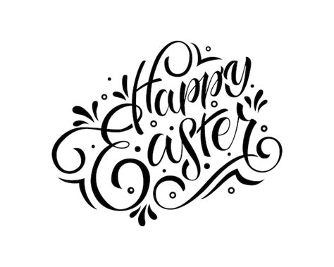 Hand Gezeichneter Frohe Ostern Text Schrift Typografie Premium Vektor