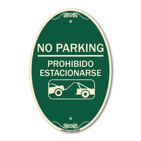 Signmission Designer Oval Series Sign No Parking Prohibido