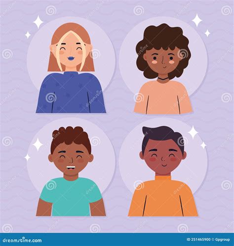 Four people group stock vector. Illustration of multiracial - 251465900