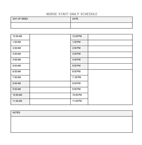 Daily Nursing Checklist Template