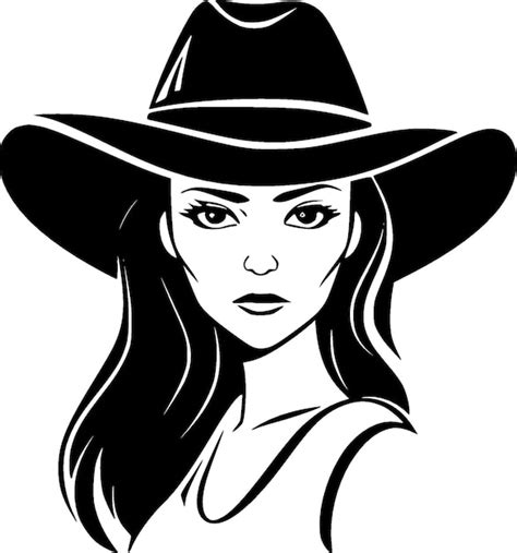 Premium Vector Cowgirl Black And White Isolated Icon Vector Illustration