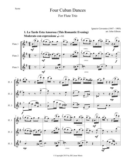 4 Cuban Dances By Cervantes For Flute Trio By Ignacio Cervantes Flute Trio Digital Sheet