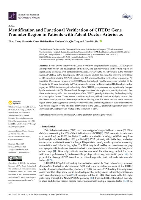 PDF Identification And Functional Verification Of CITED2 Gene