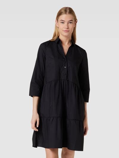 Christian Berg Woman Knielanges Kleid Aus Reiner Baumwolle Black