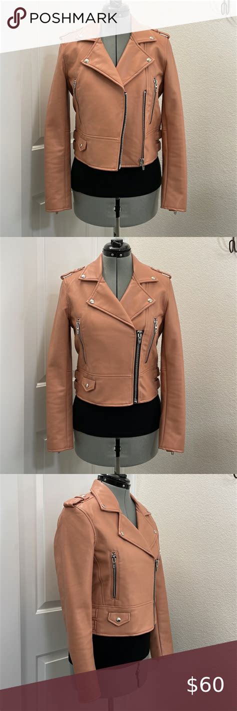 Blanknyc Dusty Coral Cropped Vegan Leather Moto Jacket Vegan Leather