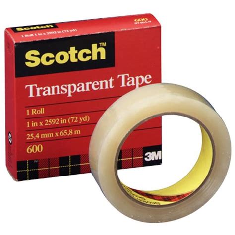 3m Scotch Tape 600 Transparent Glossy 12 X 72 Yards Clear Business