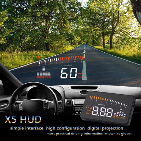 X5 Car HUD Projector Head Up Display OBD2 EOBD Speedometer Over Speed