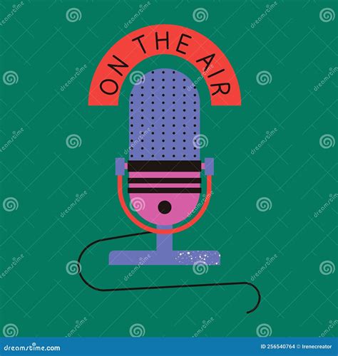 Microphone For Recording Podcasts Icon With Inscription For Radio