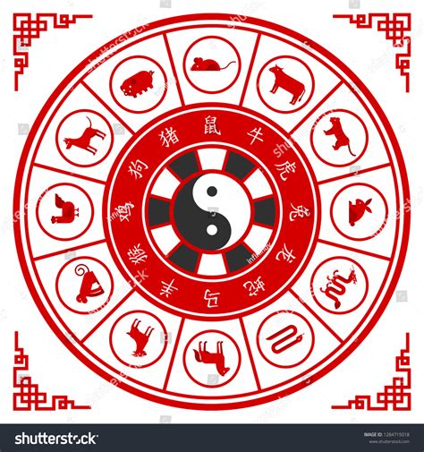 Wheel Chinese Zodiac Yin Yang Symbol Stock Vector (Royalty Free