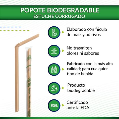 Popotes Biodegradables Corrugados Reyma Caja Pzs Env O Gratis