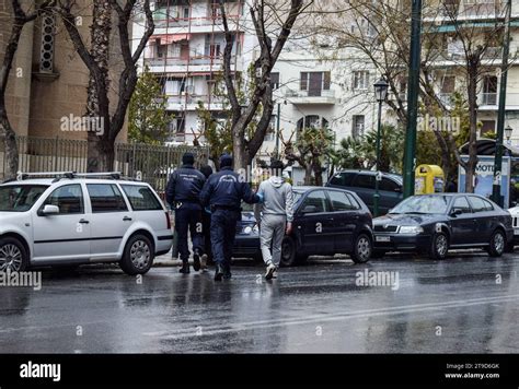 Athens Greece March Greek Police Officers Detain Irregular