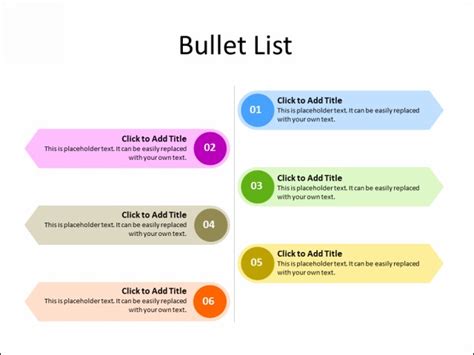 Ppt Slide Bullet List 6 Bullets Multicolor