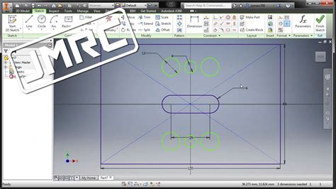 Inventor Part Modeling Exercise 03 Mirror Sketch Entities Youtube