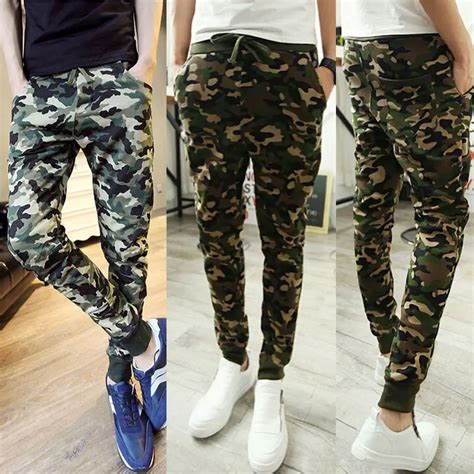 2018 New Men Camouflage Pants Trousers Casual Slim Taper Pencil Long