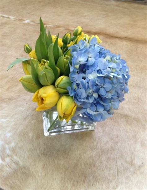 Yellow And Blue Tulip Bouquet