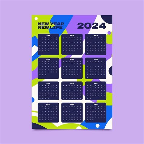 Modèle De Calendrier Plat 2024 Vecteur Gratuite