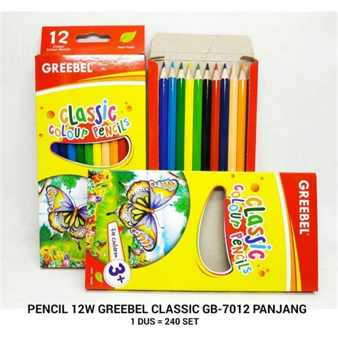 Jual Pensil 12 Warna Panjang Classic Greebel 7012 Pensil Warna