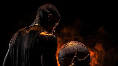 Vista Trasera Jugador De Baloncesto Con Pelota Caliente En Luz Natural