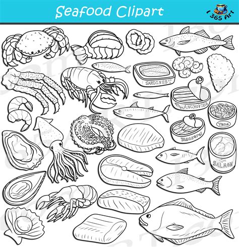 Seafood Clipart Set Download - Clipart 4 School