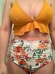 Amazon SS Queen Womens High Waisted Swimsuit Ruffle Print Bikini Swimwear Two Pieces