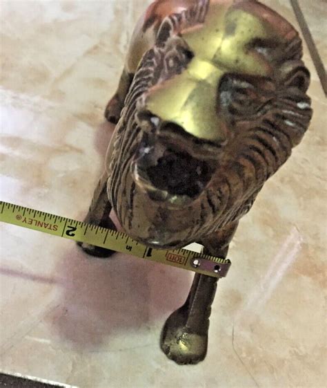 Vintage Solid Heavy Brass Leo Lion Sculpture Statue Figurine King Of