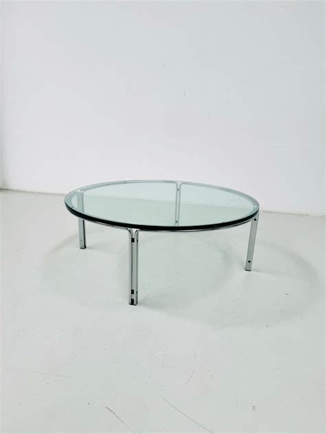 Vintage Round Glass Steel Coffee Table by Horst Brüning for Kill