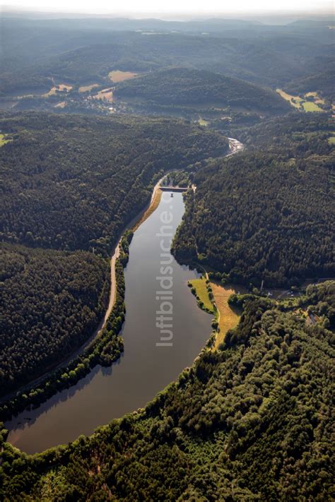 Oberzent Von Oben Talsperren Staudamm Und Stausee In Oberzent Im