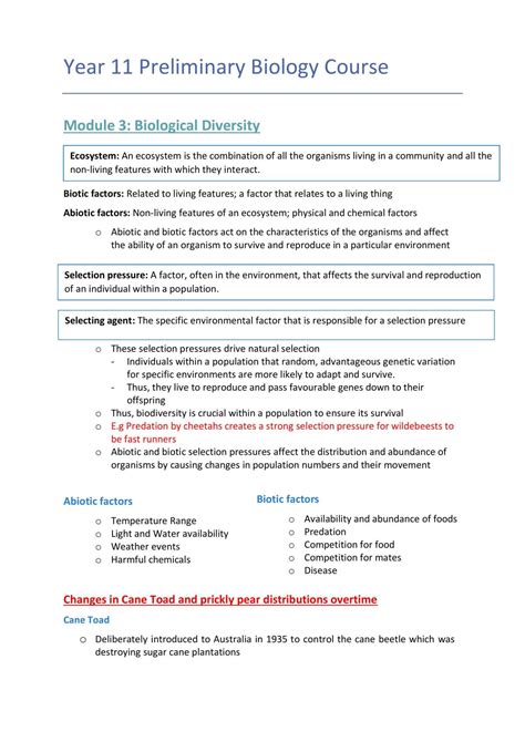 Year 11 Biology Module 3 Complete Notes Biology Year 11 Hsc Thinkswap