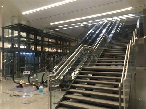 Staircase and Escalators at Departure Hall of New Terminal Extension at ...