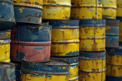 Premium Photo Oil Barrels Oil Barrels Oil Barrels Yellow Or Chemical