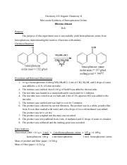 Microscale Synthesis Of Benzophenone Oxime Docx Chemistry Organic