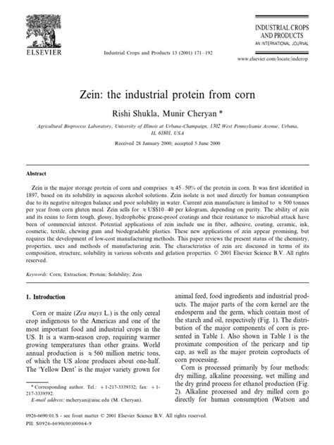 Zein- The Industrial Protein From Corn | Chemical Substances | Physical ...