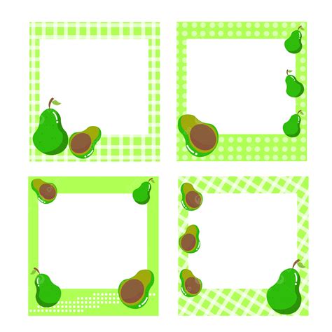 Avocado Fruit Photocall Polaroid Frame Collection Vector Photocall