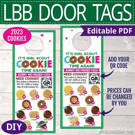 2023 Lbb Girl Scout Cookie Door Hanger With Qr Code Printable Etsy