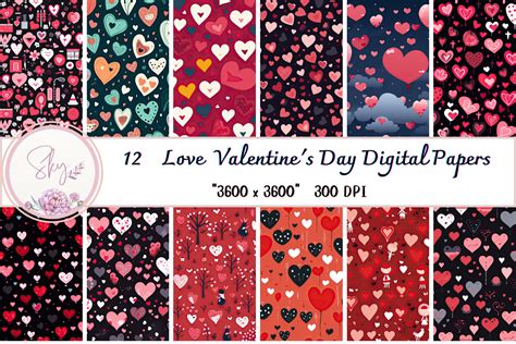 Love Valentines Day Digital Papers Graphic By Skye Design · Creative