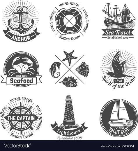 Nautical Labels Set Royalty Free Vector Image VectorStock