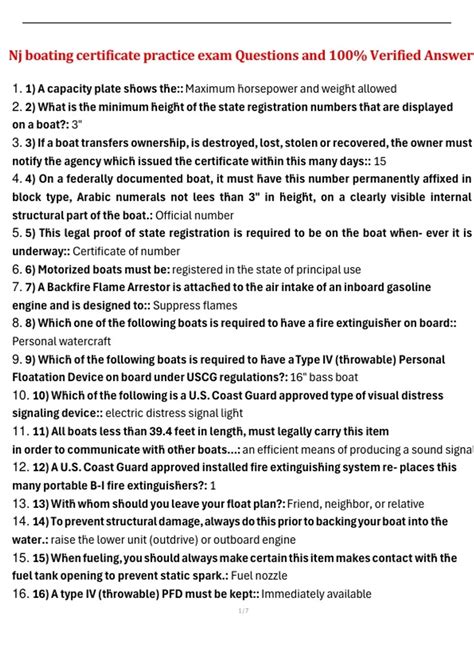 NJ Boating Certificate Practice Exam – Questions and 100% Verified Answers for 2025/2026