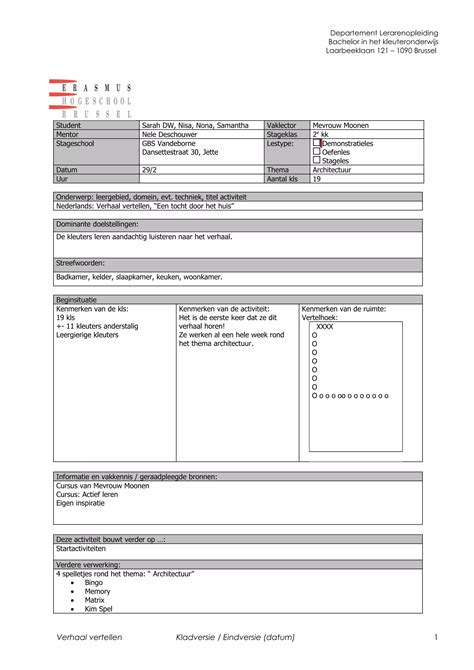 Lesvoorbereidingsformulier Sarah Nisa Nona Samantha Lko Og Pdf