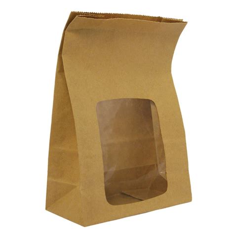 Vegware Compostable Kraft Sandwich Bags With Natureflex Window Pack Of