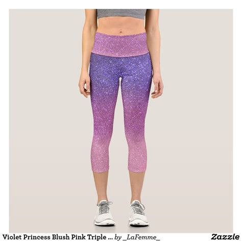 Violet Princess Blush Pink Triple Glitter Ombre Capri Leggings Zazzle