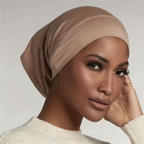 Soft Inner Hijab Hat Women Turban Cap Solid Color Head Wraps Breathable