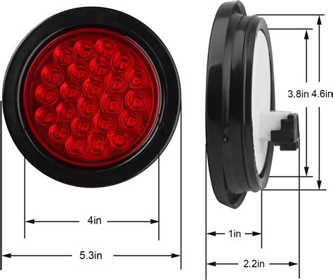 4 Luces Traseras LED Redondas De 4 Pulgadas Para Remolque Color Rojo 24