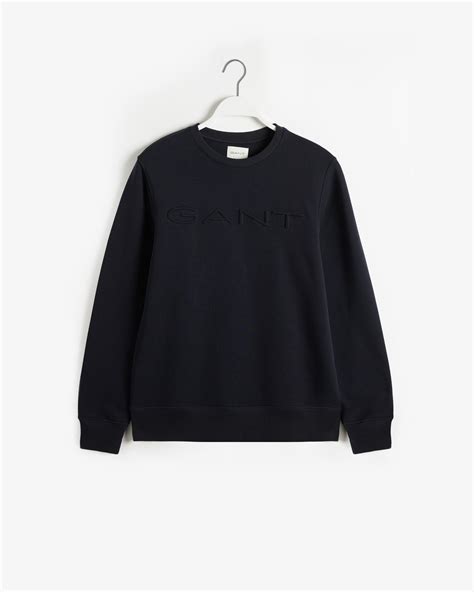 GANT Erkek Siyah Regular Fit Bisiklet Yaka Logolu Sweatshirt 2007074 S