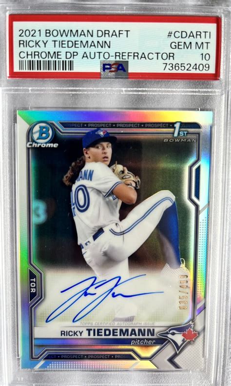 Bowman Chrome Draft Ricky Tiedemann Refractor Auto Psa Ebay