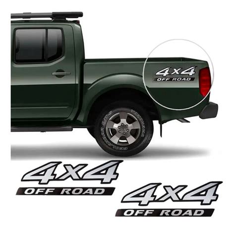 Par Emblema Adesivo 4x4 Nissan Frontier Off Road 2008 2009