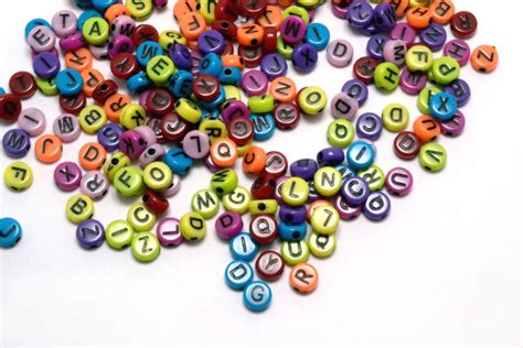 Letter Beads, Alphabet Beads, Colorful Letter Beads, Round Letter Beads ...