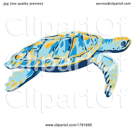 Loggerhead Sea Turtle Side View WPA Poster Art by patrimonio #1791695