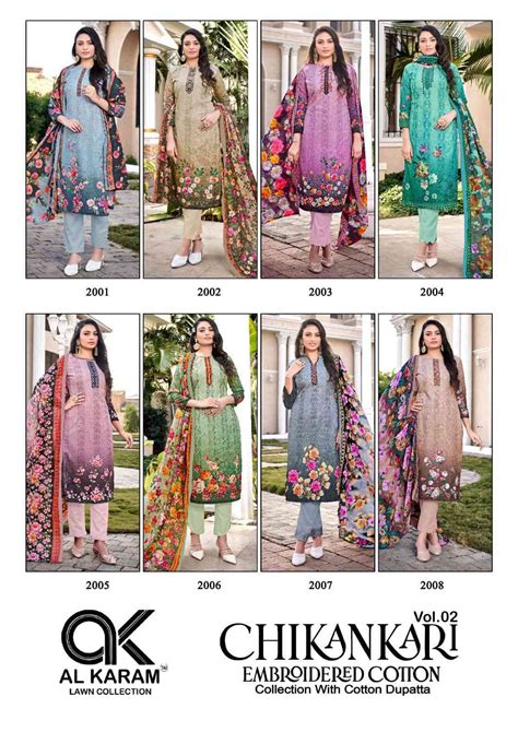 Al Karam Chikankari Vol Digital Print Karachi Cotton Dress Catalog