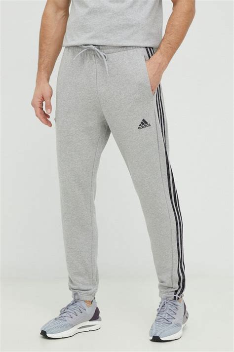 Хлопковые спортивные штаны adidas мужские цвет серый однотонные ...