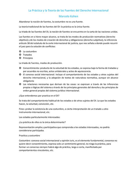 La Pr Ctica Y La Teor A De Las Fuentes Del Derecho Internacional La